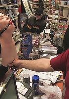 Hot redhead gets publicly fucked and fondled in a hardware store