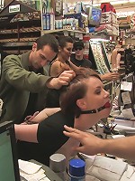 Hot redhead gets publicly fucked and fondled in a hardware store